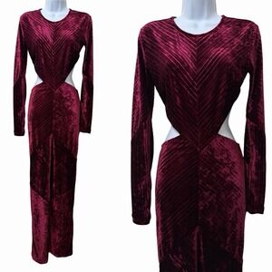 REVOLVE x Michael Costello Spencer Open Back Maxi Gown Dress Size M Oxblood Red‎